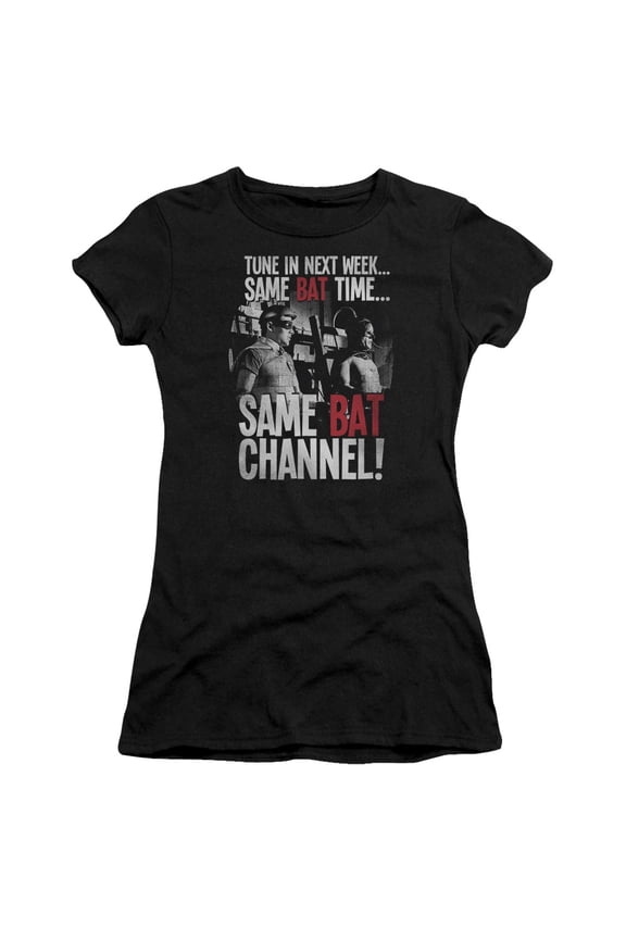 Batman Classic TV Bat Channel S/S Junior Women's T-Shirt Sheer Black