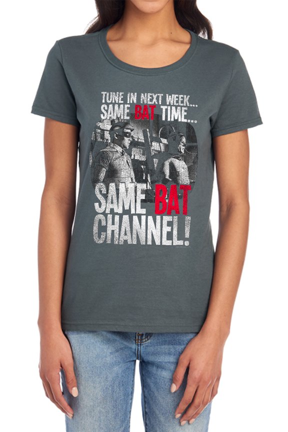 Batman Classic Tv Bat Channel Women's T Shirt, Charcoal, X-Large