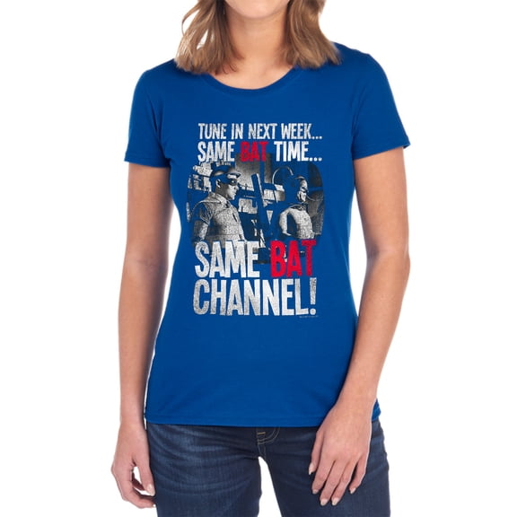 Batman Classic Tv Bat Channel Women's T Shirt, Royal, Medium