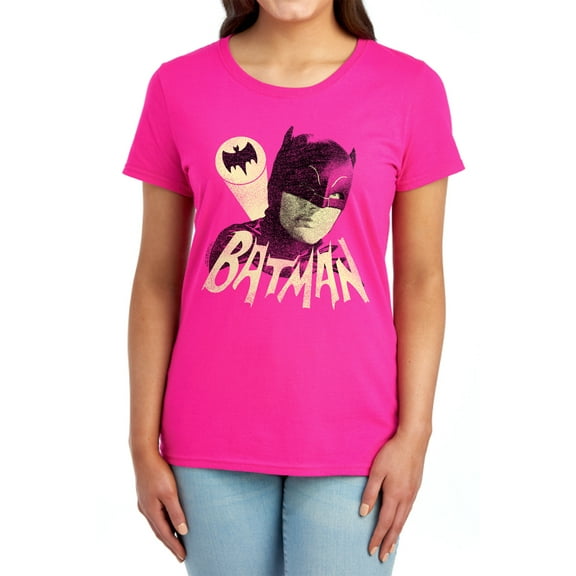 Batman Classic Tv Bat Signal Women's T Shirt, Hot Pink, Small