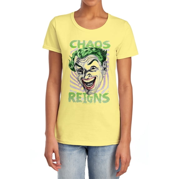 Batman Classic Tv Chaos Reigns Women's T Shirt, Banana, 2X-Large