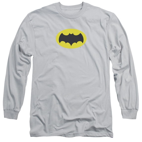 Batman Classic TV Chest Logo Long Sleeve Adult 18/1 T-Shirt-Silver