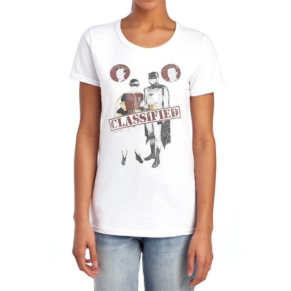 Batman Classic Tv Classified Women's T Shirt, White, Large