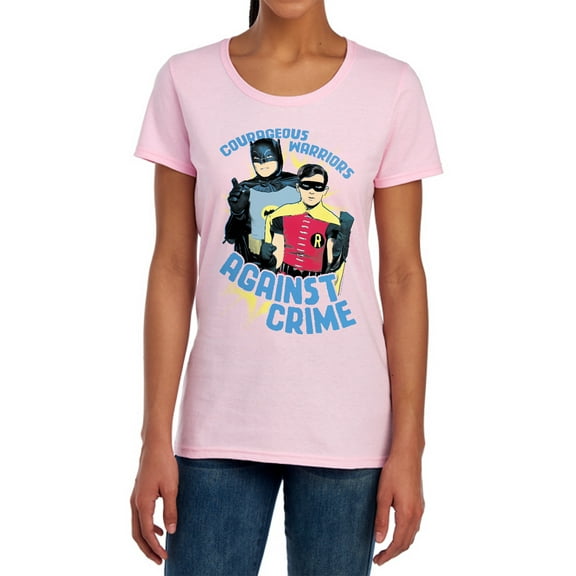 Batman Classic Tv Courageous Warriors Women's T Shirt, Pink, Medium