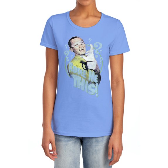 Batman Classic Tv Riddle Me This Women's T Shirt, Carolina Blue, 2X-Large
