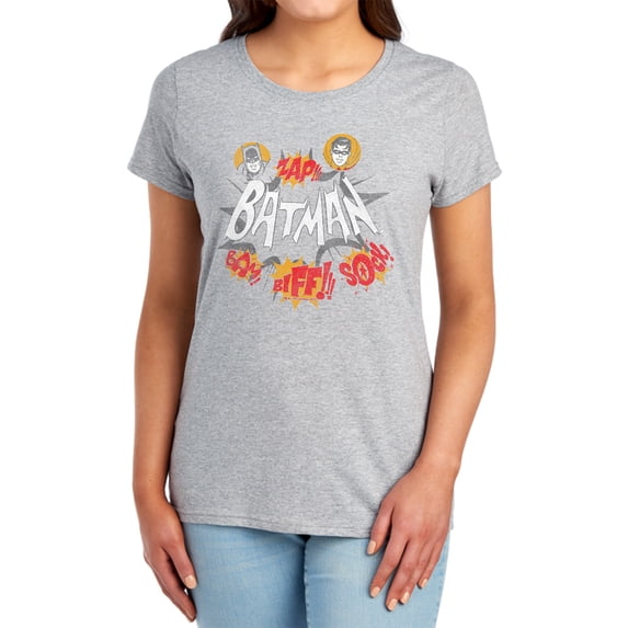 Batman Classic Tv Sound Effects Women's T Shirt, Athletic Heather, Large