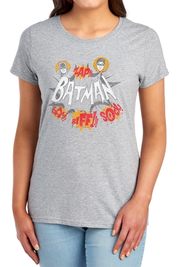 Batman Classic Tv Sound Effects Women's T Shirt, Athletic Heather, X-Large