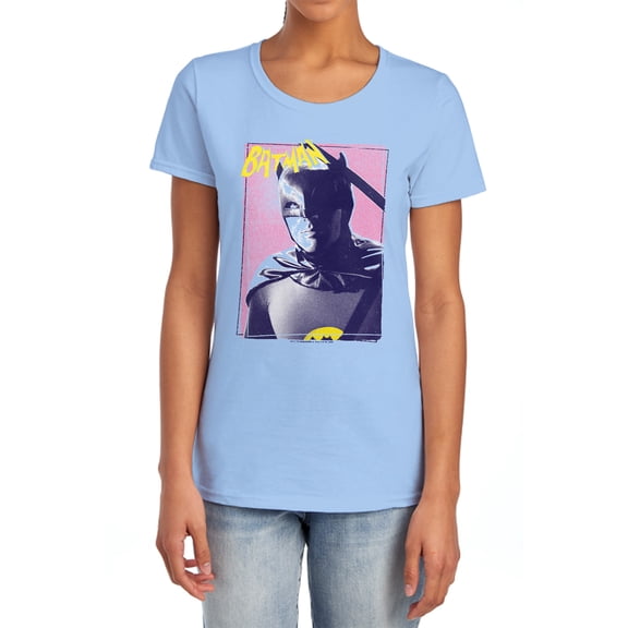 Batman Classic Tv Wayne 80S Women's T Shirt, Light Blue, 2X-Large