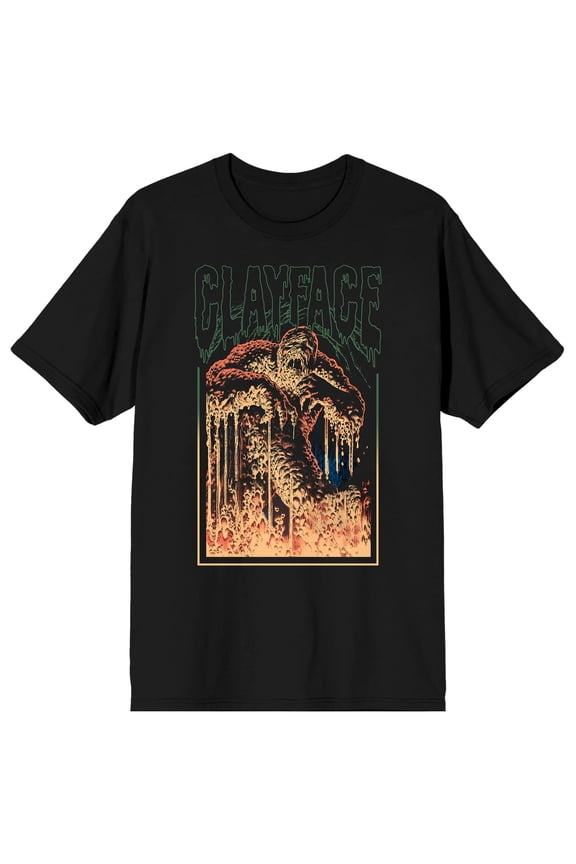 Batman Clayface Melting Gothic Flame Graphic Men's Short Sleeve Crew Neck T-Shirt Officially Licensed Batman Core Tee-Medium