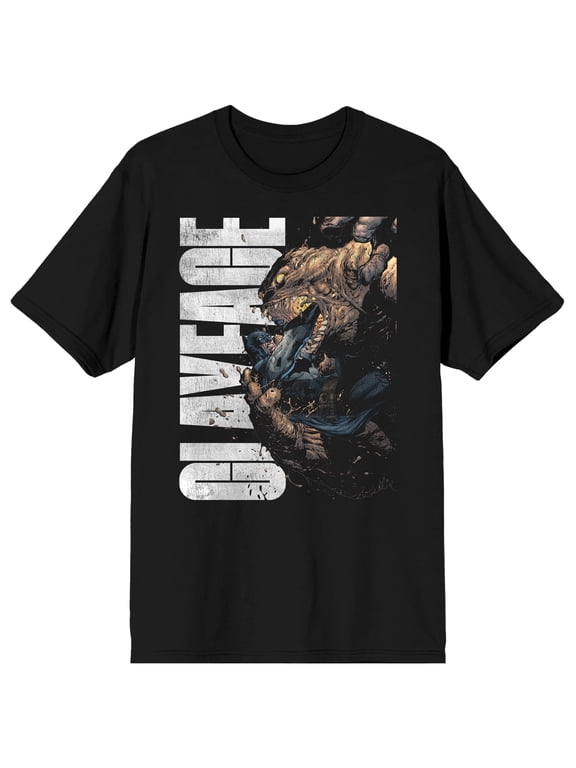 Batman Clayface Men's Graphic T-Shirt Large Back Print with Silence Artwork Short Sleeve Crew Neck Officially Licensed DC Comics Tee-Large