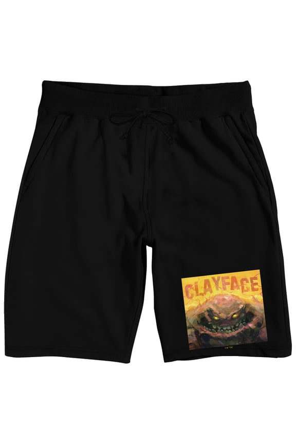 Batman Clayface Men's Lounge Shorts Elastic Waistband with Drawcord Character Graphic Print Officially Licensed DC Sleepwear-XS