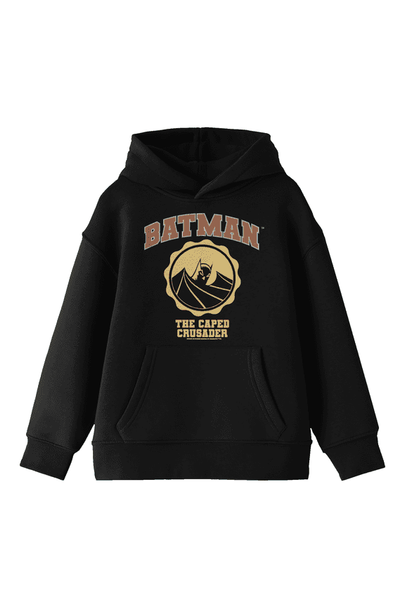 Batman Collegiate Style Logo Youth Black Graphic Hoodie-Medium