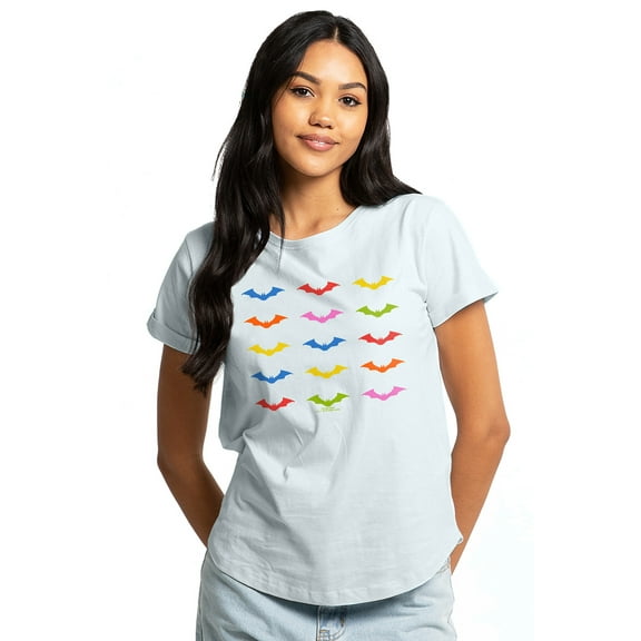 Batman Color Bat Blocks Women's Graphic T-Shirt Rolled Sleeve Tee