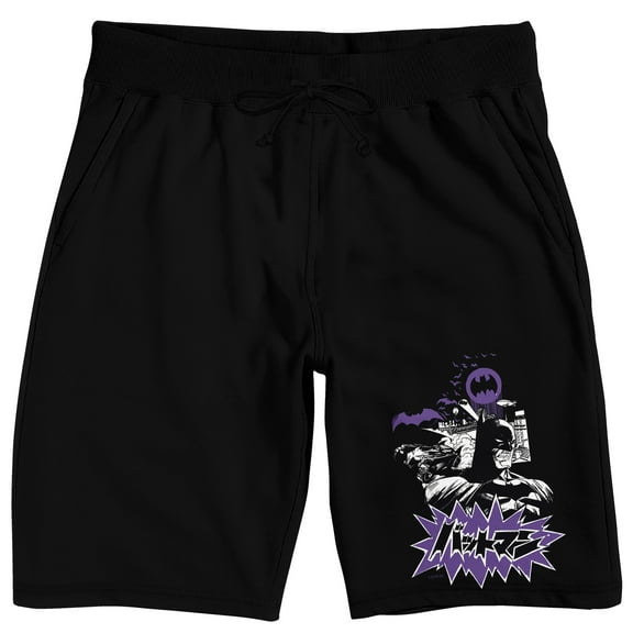 Batman Comic Art Men's Black Sleep Pajama Shorts-Medium