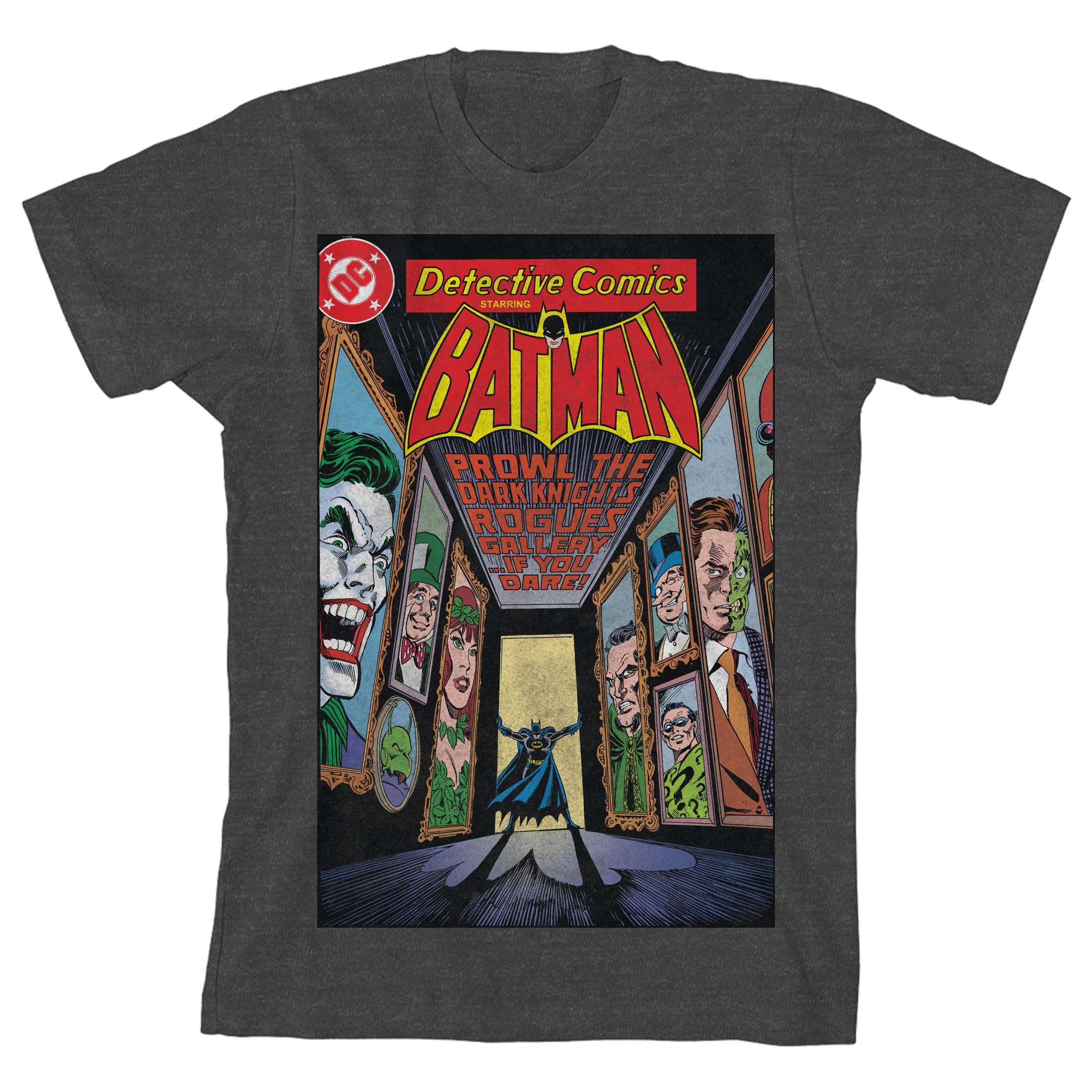 Batman Comic Book Cover Art Rogues Gallery Boy\'s Charcoal Heather T-shirt-M | T-Shirts