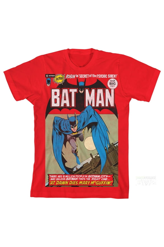 Batman Comic Book Cover Boy's Red T-shirt-Medium