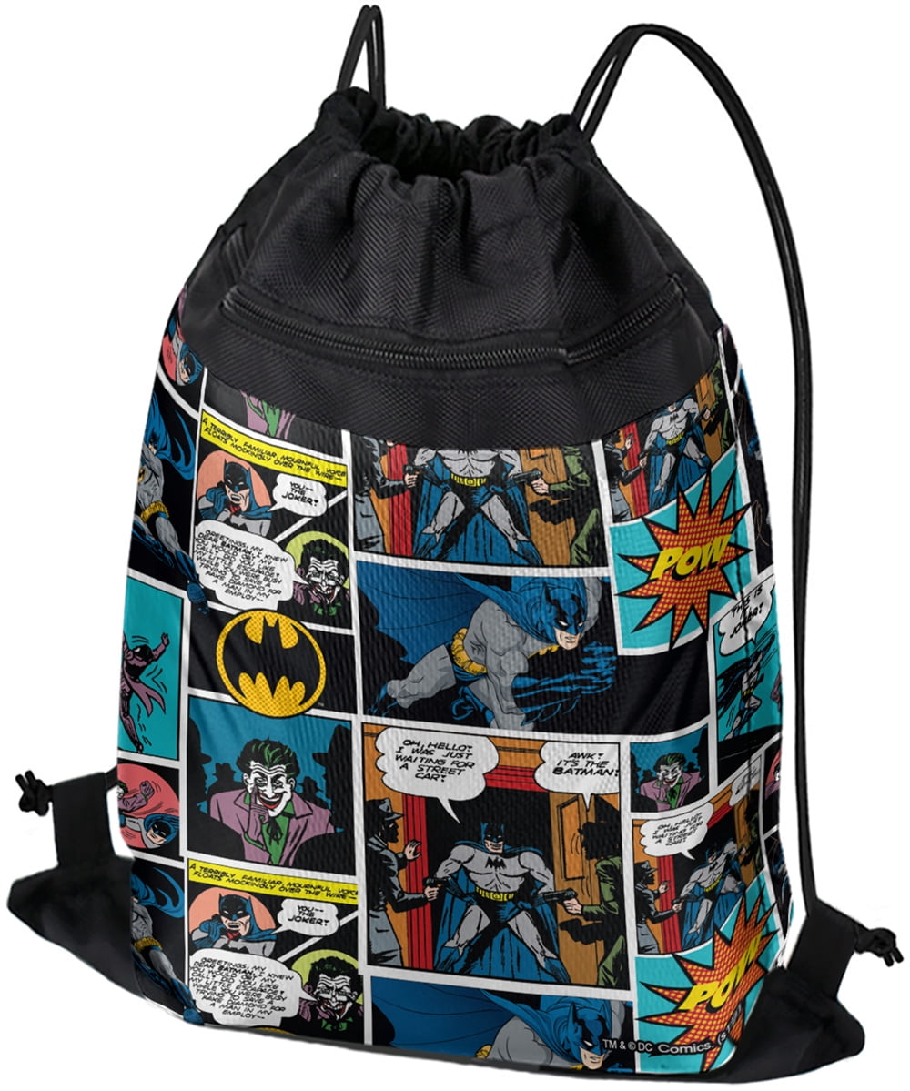 Batman Comic Pattern Drawstring Backpack Sports Bag Sackpack 17
