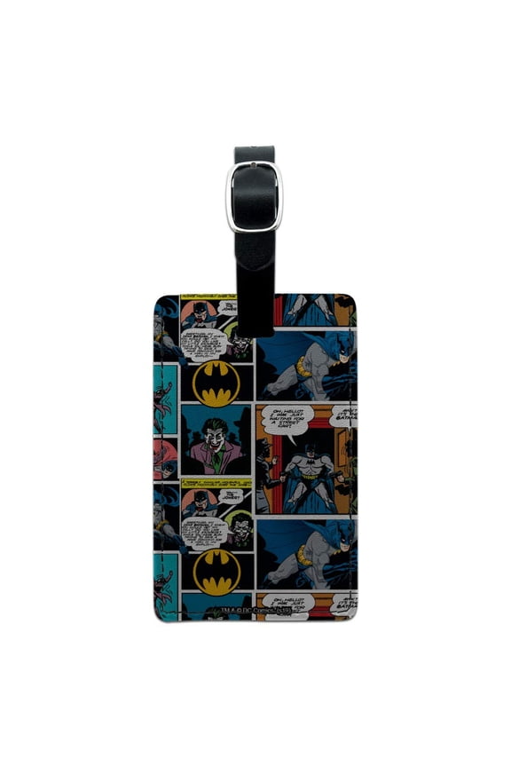Batman Comic Pattern Rectangle Leather Luggage Card Suitcase Carry-On ID Tag