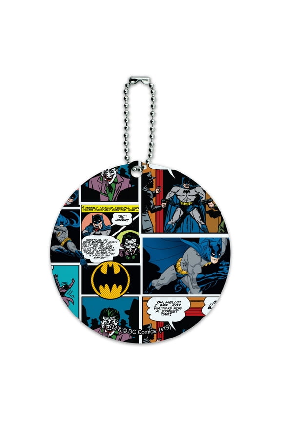 Batman Comic Pattern Round Luggage ID Tag Card Suitcase Carry-On