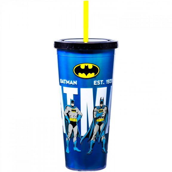 Batman Comic Poses Foil Travel Mug with Straw