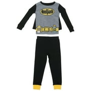 BATMAN Cosplay 2-Piece Long Sleeve Toddler Pajama Set with Cape-Toddler 2T