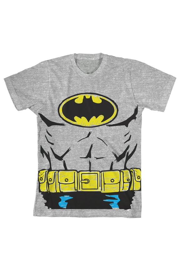 Batman Cosplay Costume Youth Athletic Gray Graphic Tee-Large