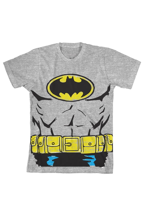 Batman Cosplay Costume Youth Athletic Gray Graphic Tee-XL