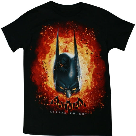 Batman Cowl Flamed Men's Black Shirt