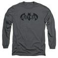 thumbnail image 1 of Batman Crackle Bat Long Sleeve Adult 18/1 T-Shirt Charcoal, 1 of 1