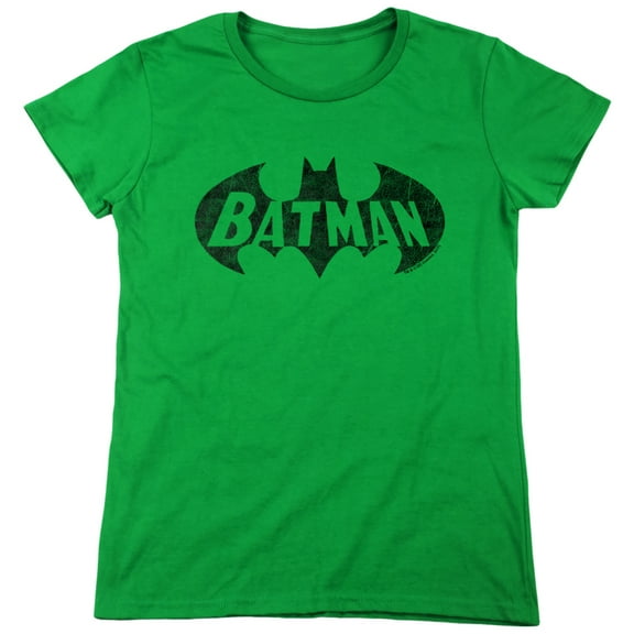 Batman Crackle Bat Women's T Shirt, Kelly Green, Medium