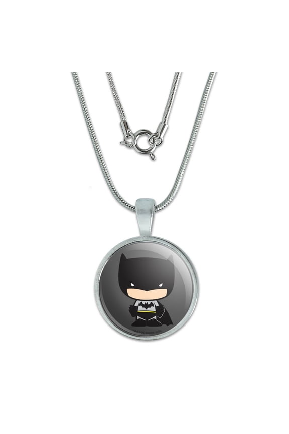 Batman Cute Chibi Character 0.75" Pendant with Sterling Silver Plated Chain