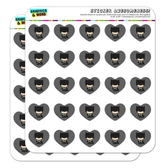 Batman Cute Chibi Character Heart Shaped Planner Calendar Scrapbook Craft Stickers