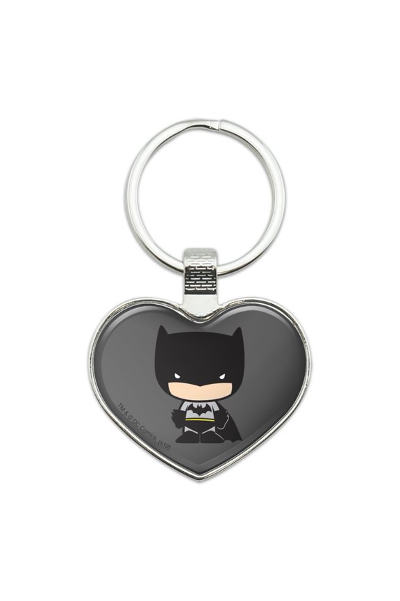 Batman Cute Chibi Character Keychain Heart Love Metal Key Chain Ring