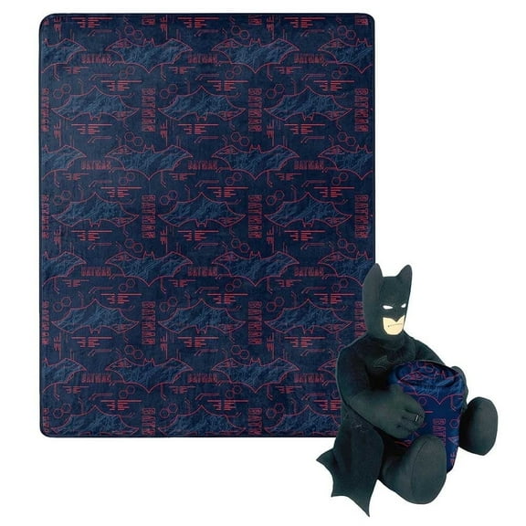 Batman Cyber Symbols Kids Silk Touch Throw Blanket with Plush Hugger