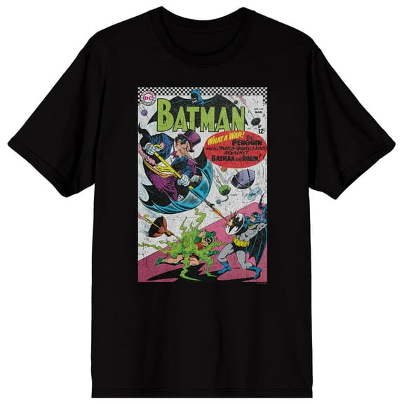 Batman DC Comic Book Cover Art Batman Vs. Penguin Men's Black Short Sleeve Tee