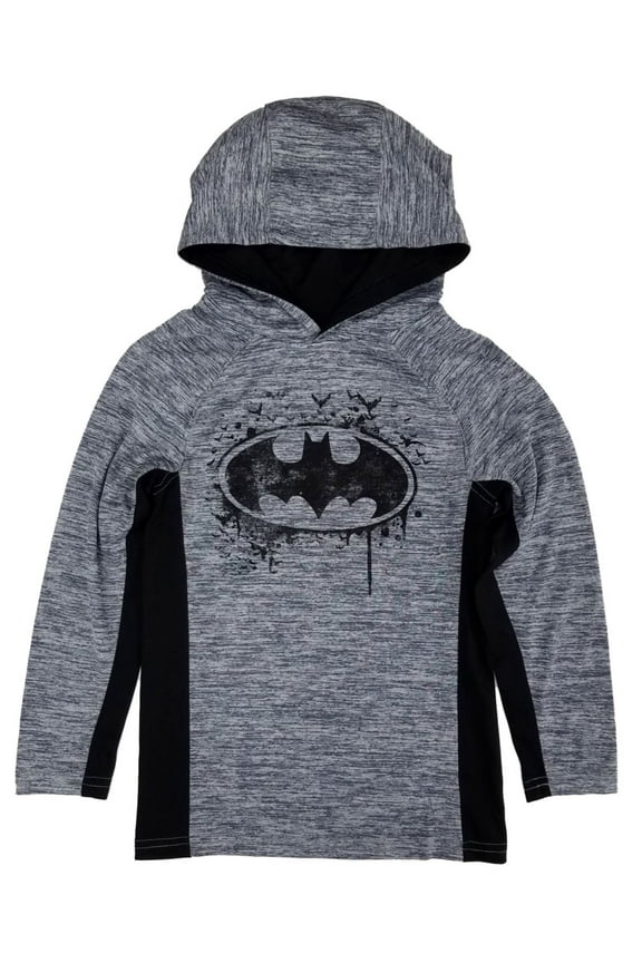Batman DC Comics Boys Gray/Black Bat Symbol Poly Hoodie Shirt Medium