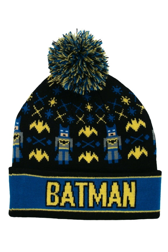 Batman DC Comics Intarsia Comic Book Movie Universal Pom Beanie Winter Knit Hat