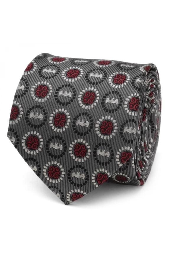 DC Batman Medallion Symbol Charcoal Silk Men's Tie