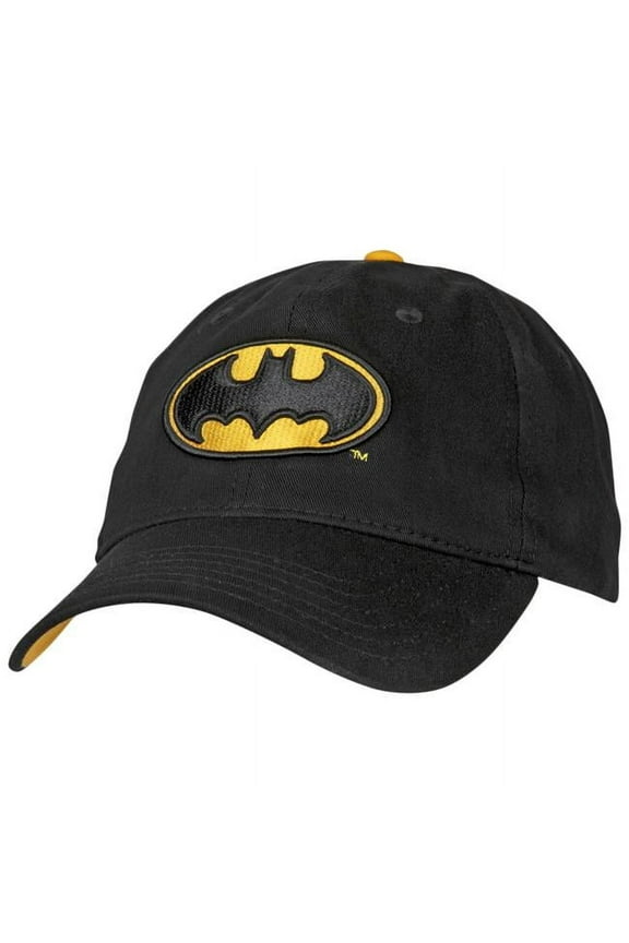 Batman DC Comics Men's 3D Embroidered Logo Dad Fit Snapback Hat Cap in Black