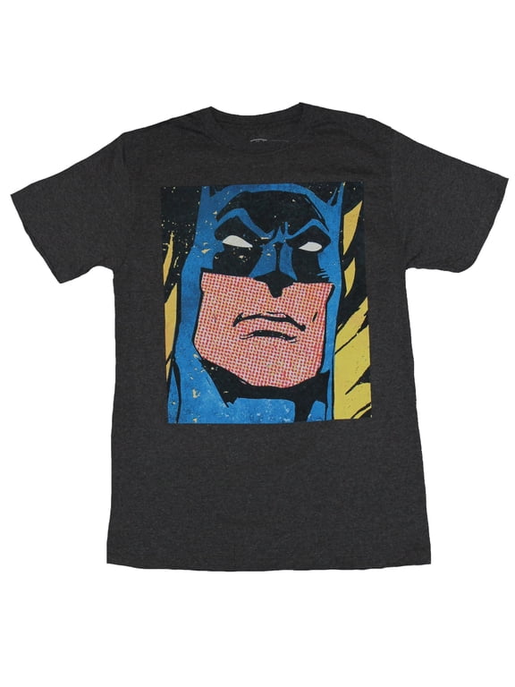 Batman (DC Comics) Mens T-Shirt - Giant Big Styled Print Batman Face (Small)