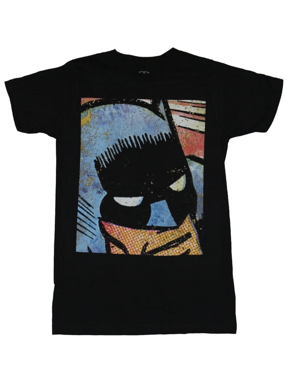 Batman (DC Comics) Mens T-Shirt - Giant Comic Strip Face Image (Small)