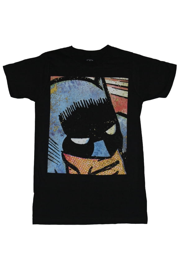 Batman (DC Comics) Mens T-Shirt - Giant Comic Strip Face Image (Small)