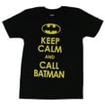 thumbnail image 1 of Batman (DC Comics) Mens T-Shirt - Keep Calm and Call Batman Word Logo (Small), 1 of 1