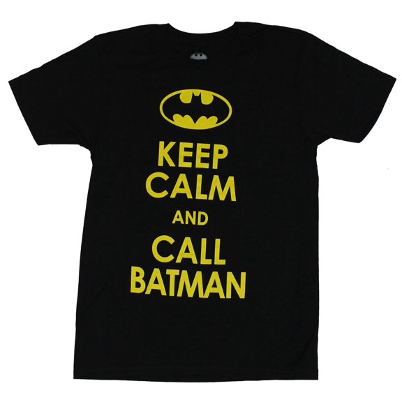 Batman (DC Comics) Mens T-Shirt - Keep Calm and Call Batman Word Logo (Small)