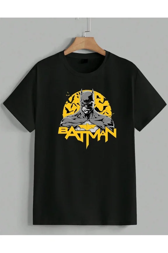 Batman DC Comics Superhero Fans Yellow Logo Graphic Art Top Unisex T-Shirt ,up to size 5XL