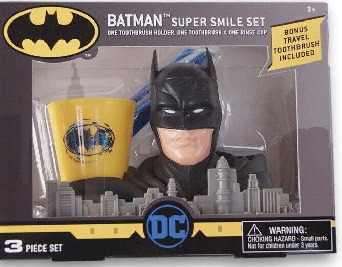 Batman DC Comics Travel Toothbrush, Holder & Rinse Cup Great Smile Set