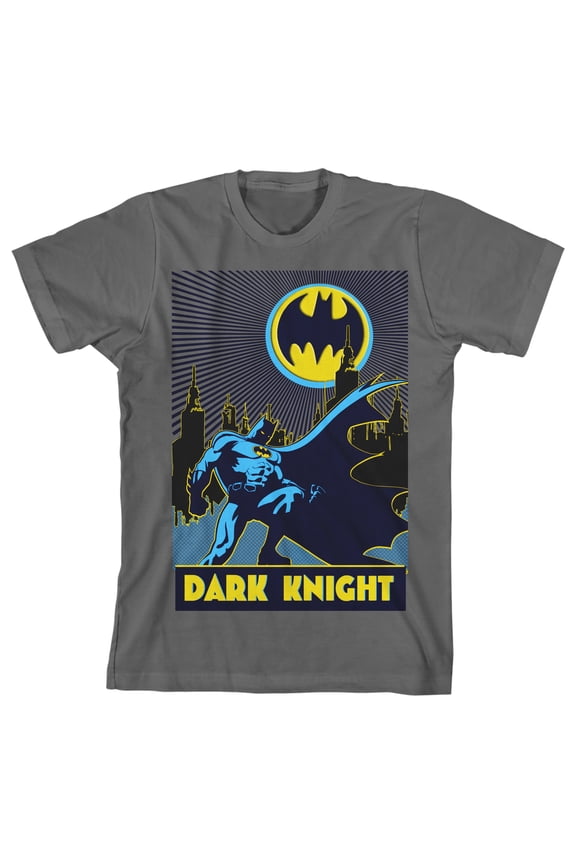 Batman Dark Knight Boy's Charcoal T-shirt-Large