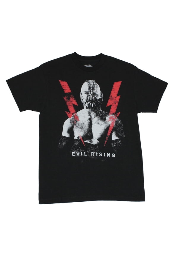 Batman Dark Knight (DC Comics) Mens T-Shirt - Double Bolt Bane Evil Rising Image (Small)