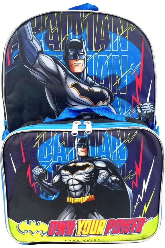 Batman Dark Knight 16 Inch Backpack With Detachable Matching Lunch Box
