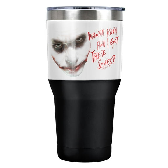 Batman/Dark Knight Joker Wanna Know Stainless Steel Tumbler 30 oz Coffee Travel Cup, Vacuum Insulated & Double Wall with Leakproof Sliding Lid